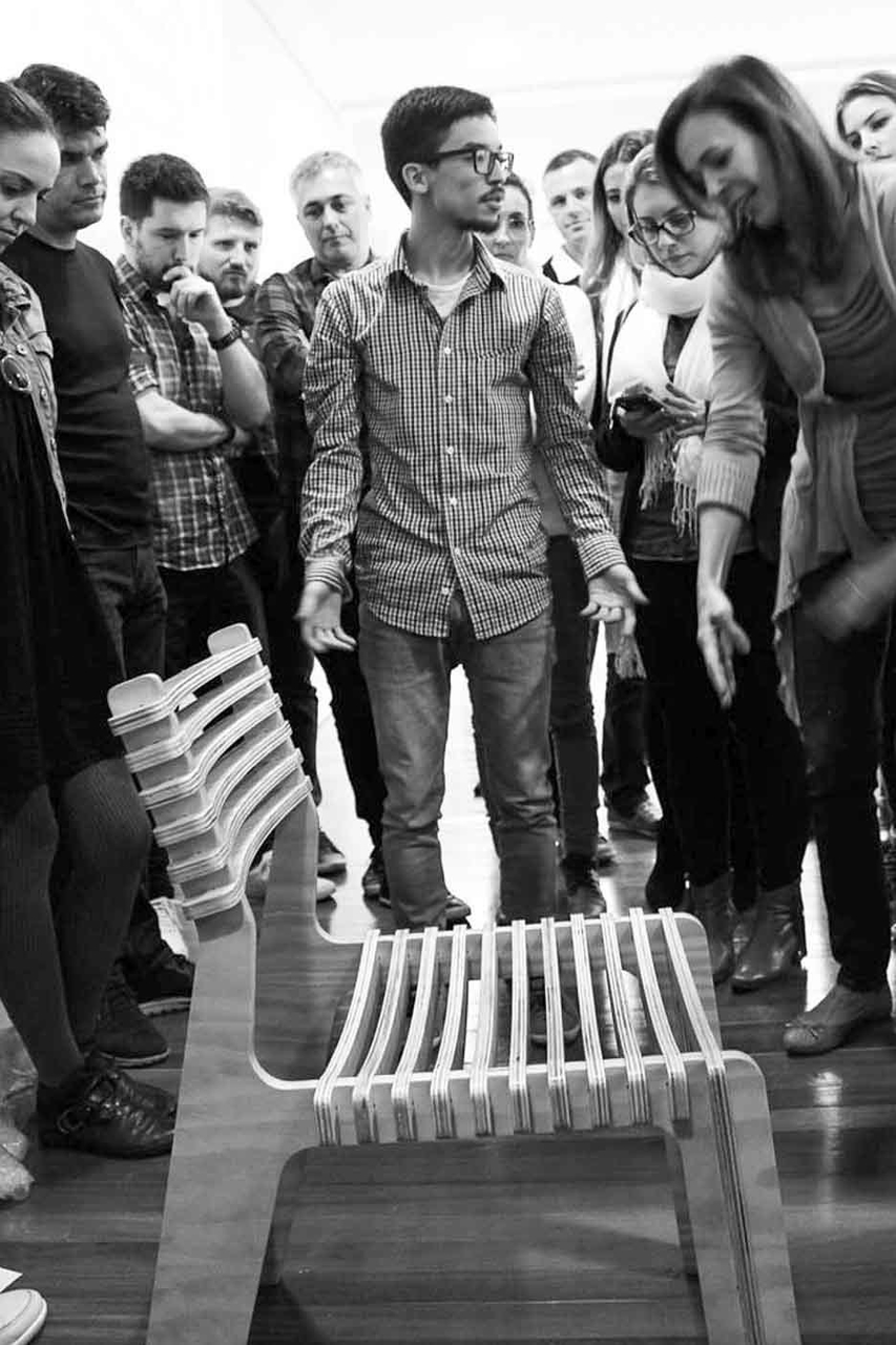 Denis Fuzii with his Valovi chair